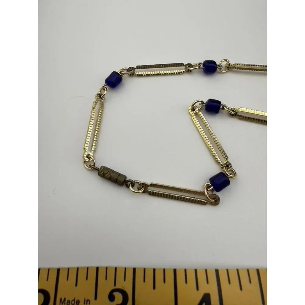 Art Deco Millefiori-Murano Glass Tube Bead Necklace| Gold Bar | Colorful - Picture 6 of 9